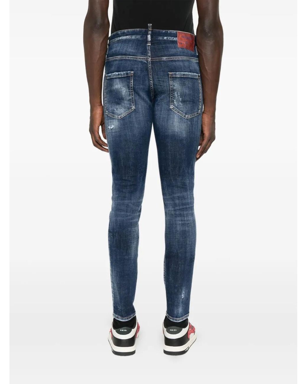 DSquared² Blue Distressed Skater Jeans With Five-Pocket Design for men
