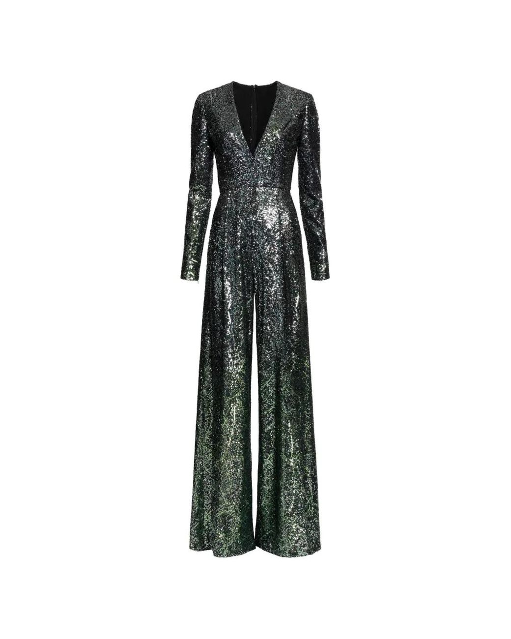 Elie Saab Green V-Neck Jumpsuit