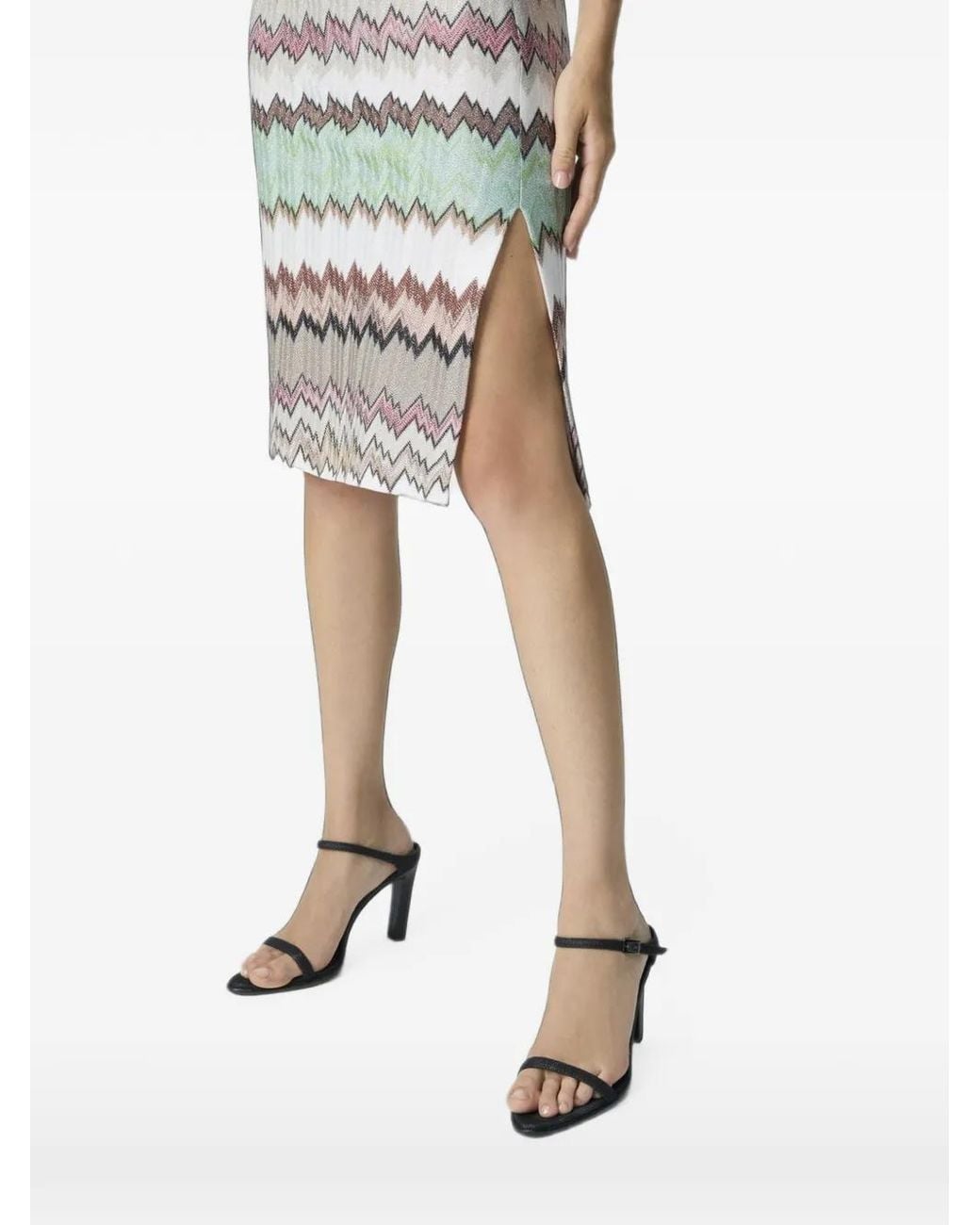 Missoni Gray Lamé Midi Skirt With Slit