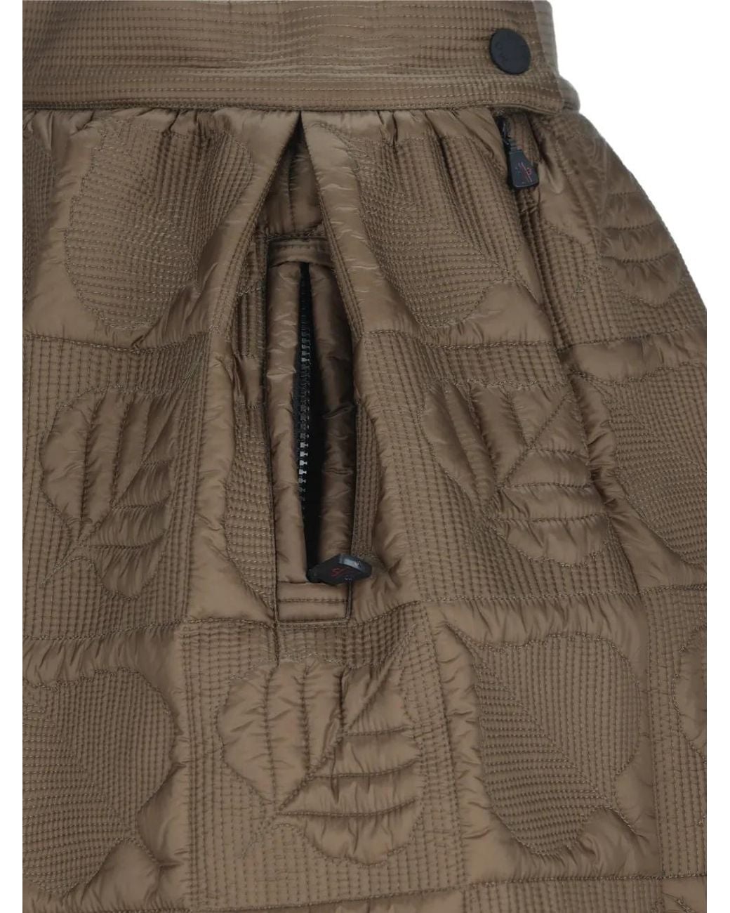 Moncler Brown Leaf-Quilted A-Line Midi Skirt