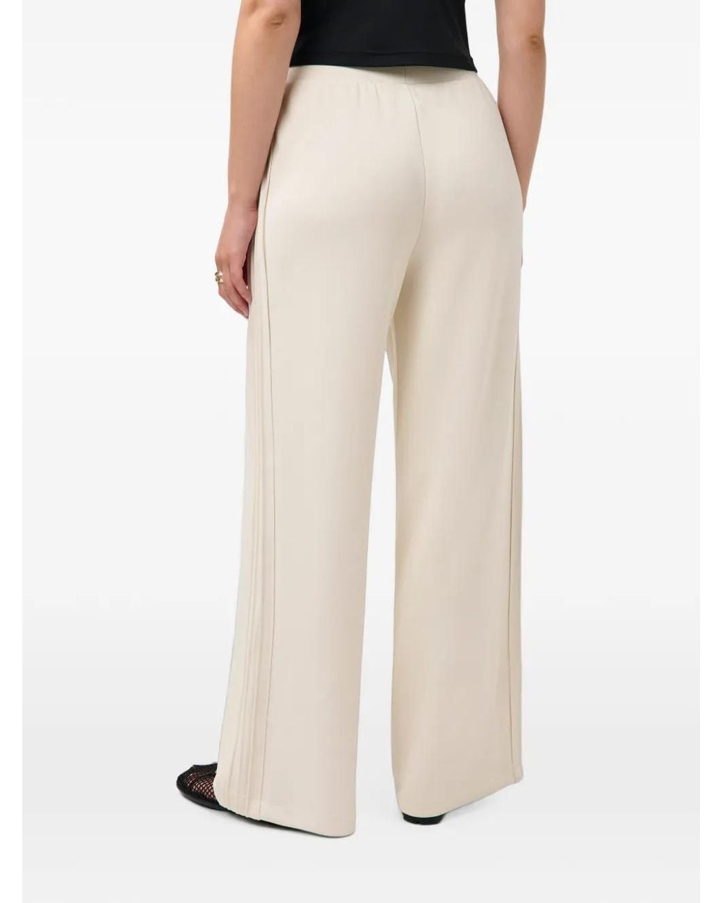 Sweaty Betty White Sand Wash Side-Stripe Wide-Leg Trousers