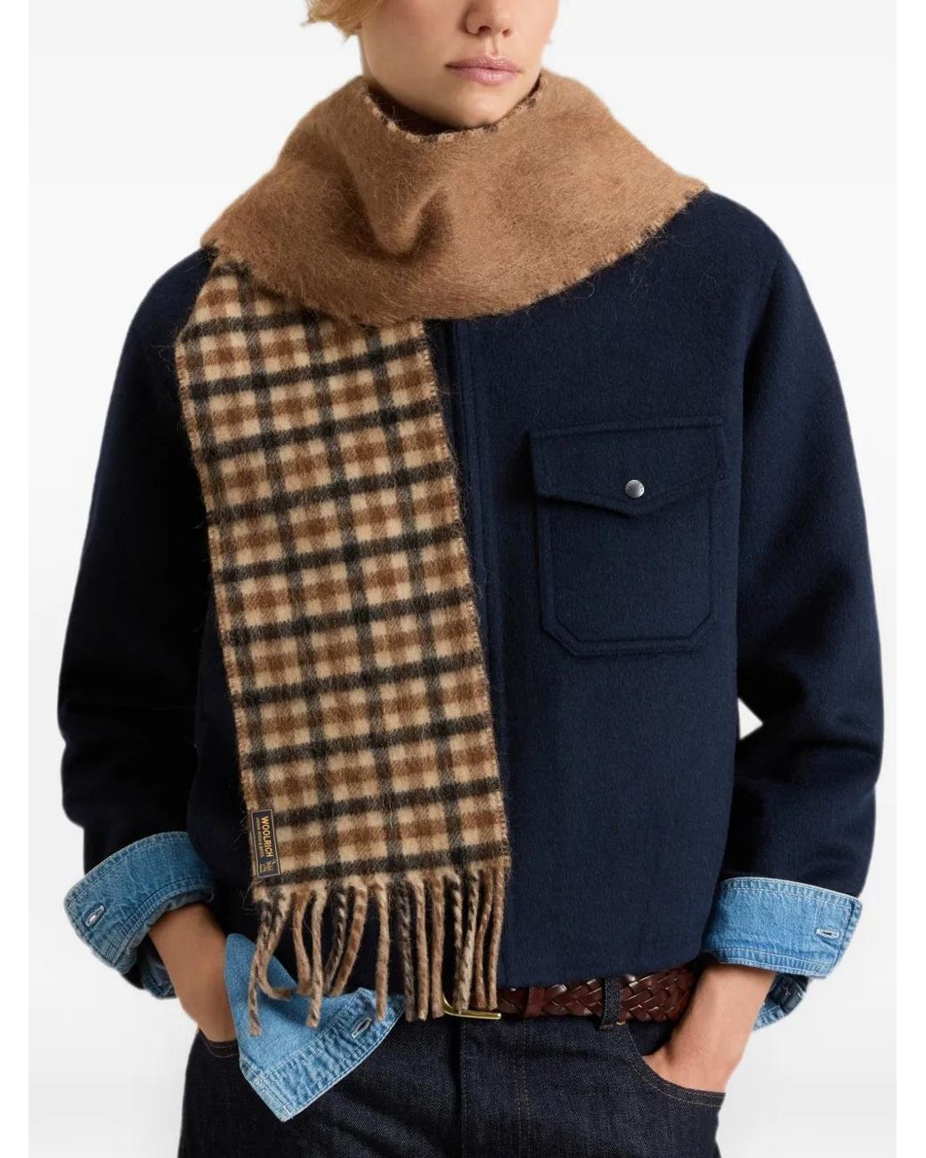 Woolrich Natural Écharpe Frangée À Carreaux