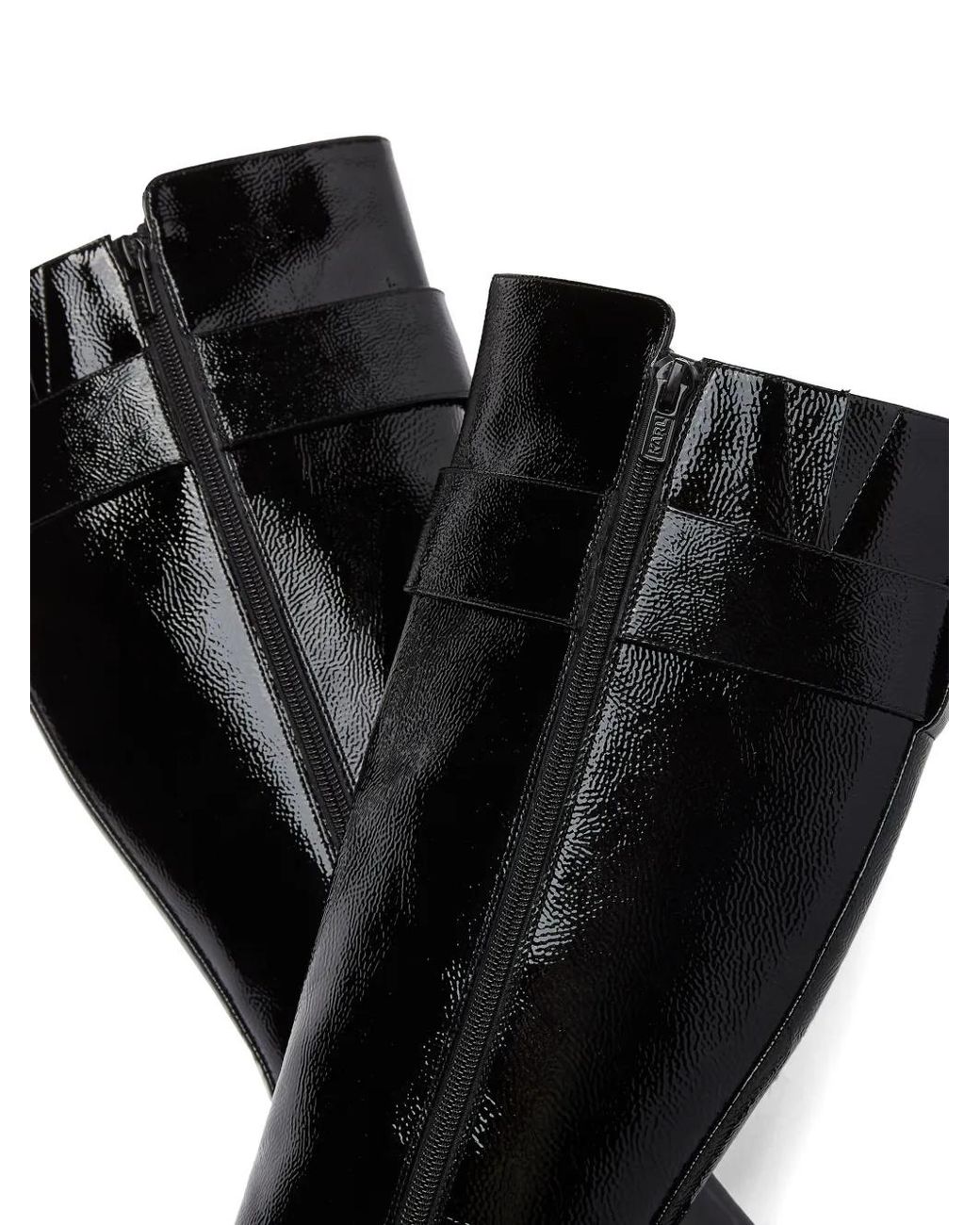 Karl Lagerfeld Black Bottines En Cuir Verni À Boucle