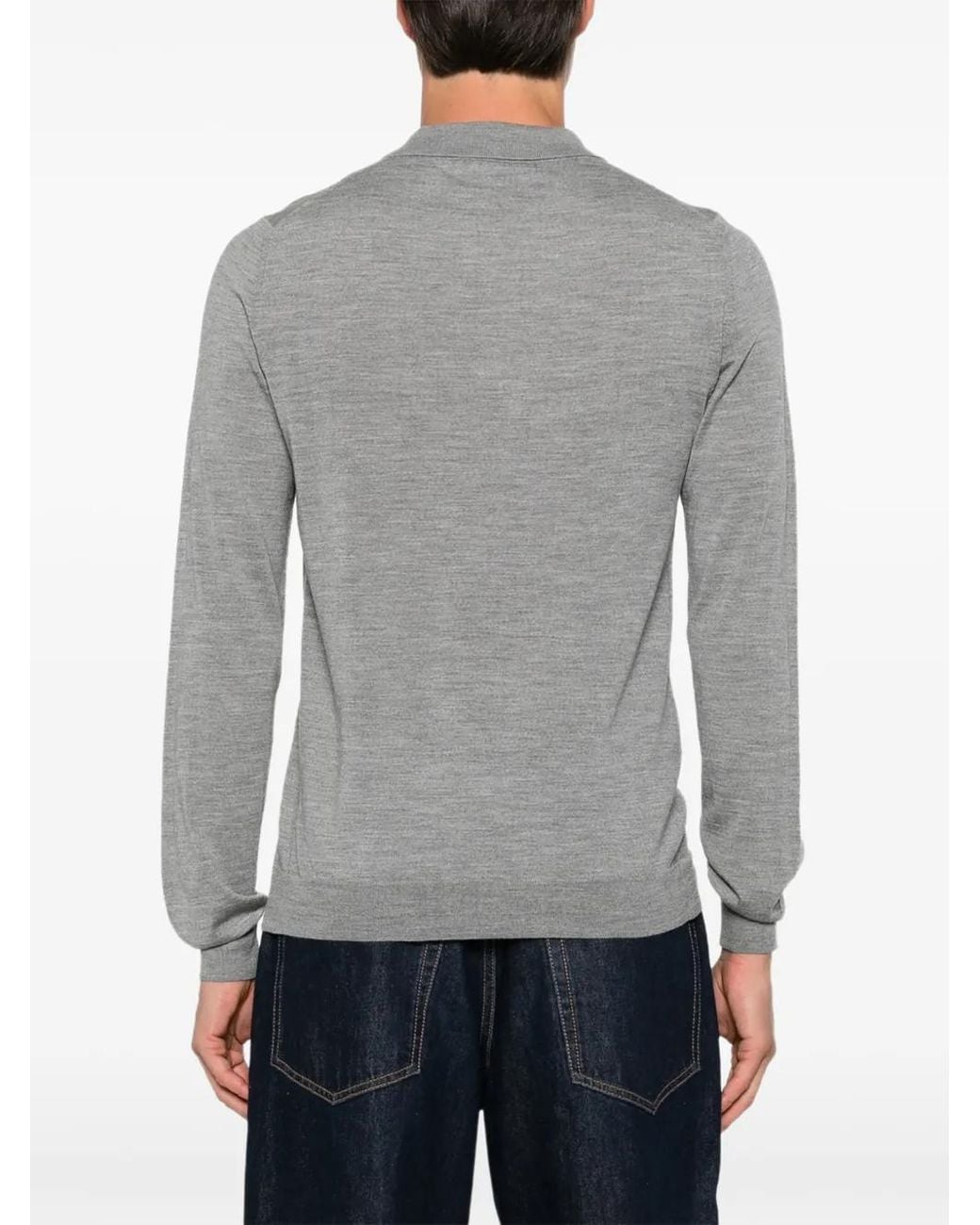 Lanvin Gray Long-Sleeve Polo Shirt for men