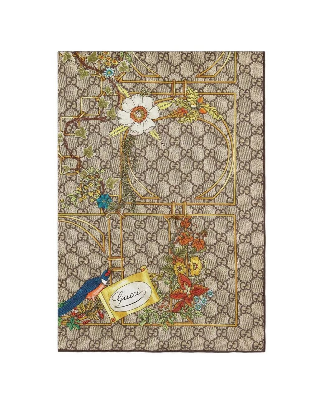Gucci Metallic Floral-Print Logo-Monogram Scarf