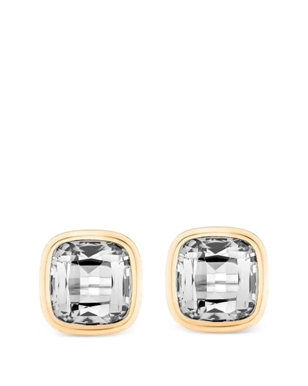 Goshwara White Manhattan Cushion Stud Earrings