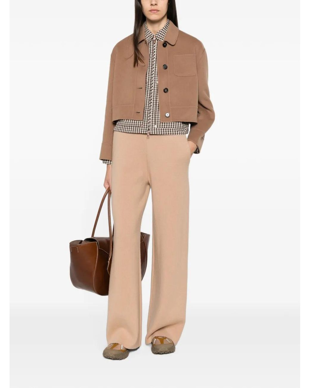 Max Mara Brown Giglio Button-Down Cropped Jacket