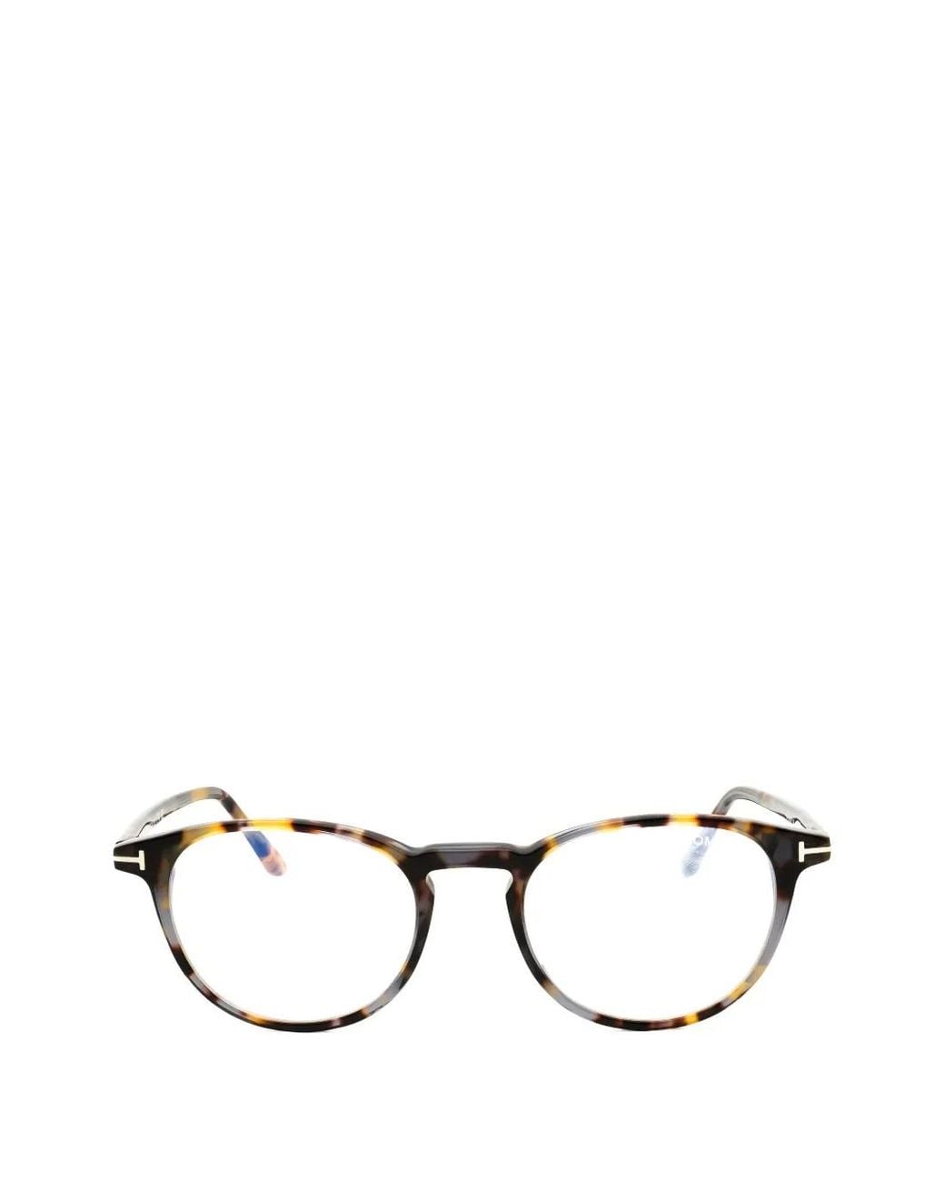 Tom Ford Brown Tortoiseshell-Effect Round-Frame Glasses for men