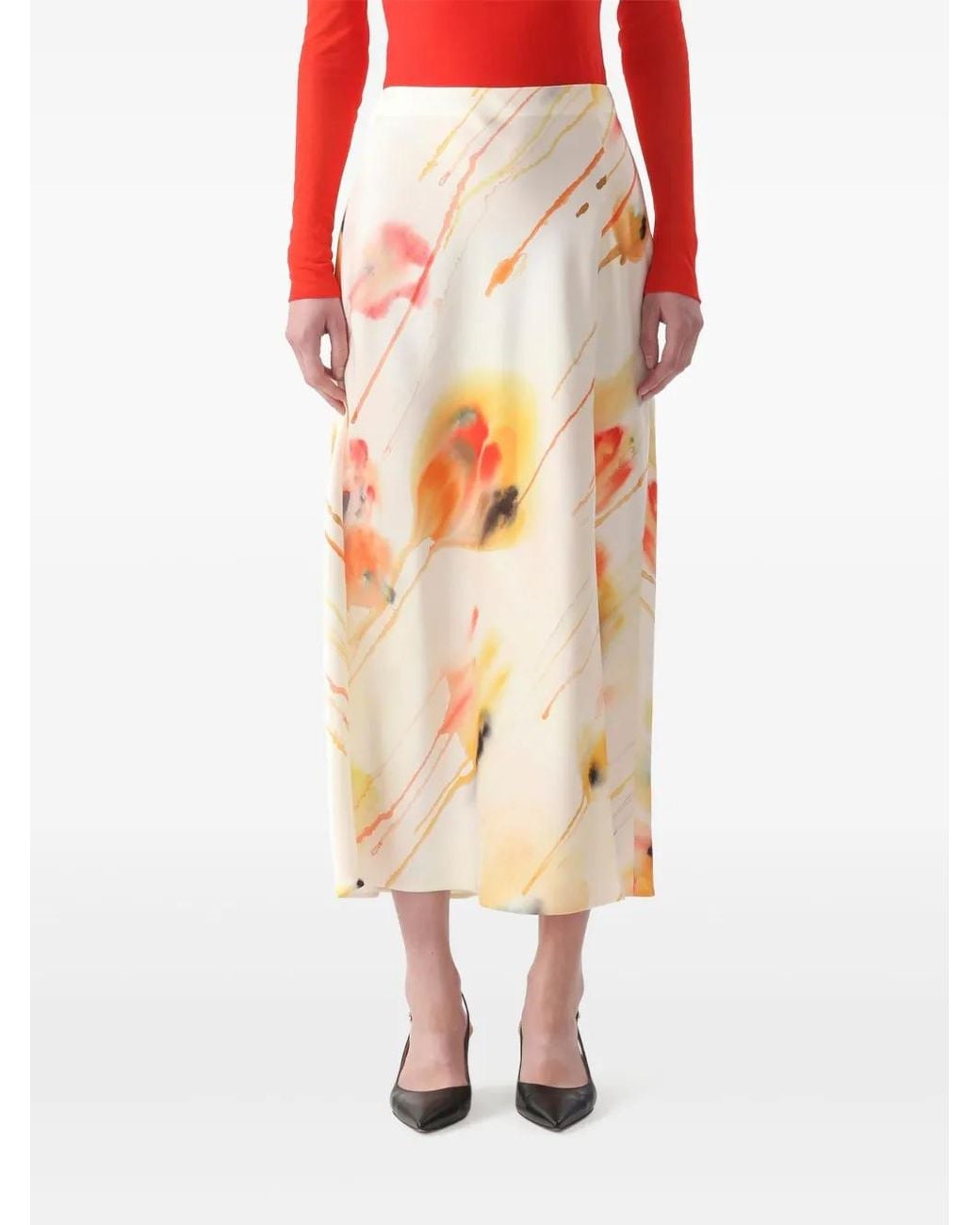 Jason Wu White Floral-Print Pencil Skirt