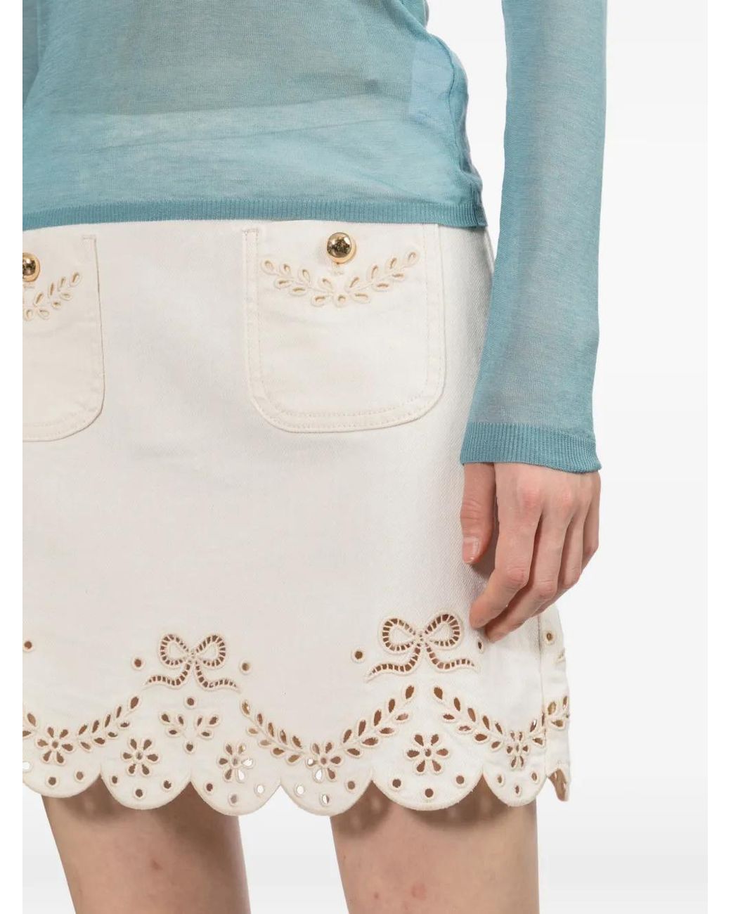 Self-Portrait White Broderie Mini Skirt