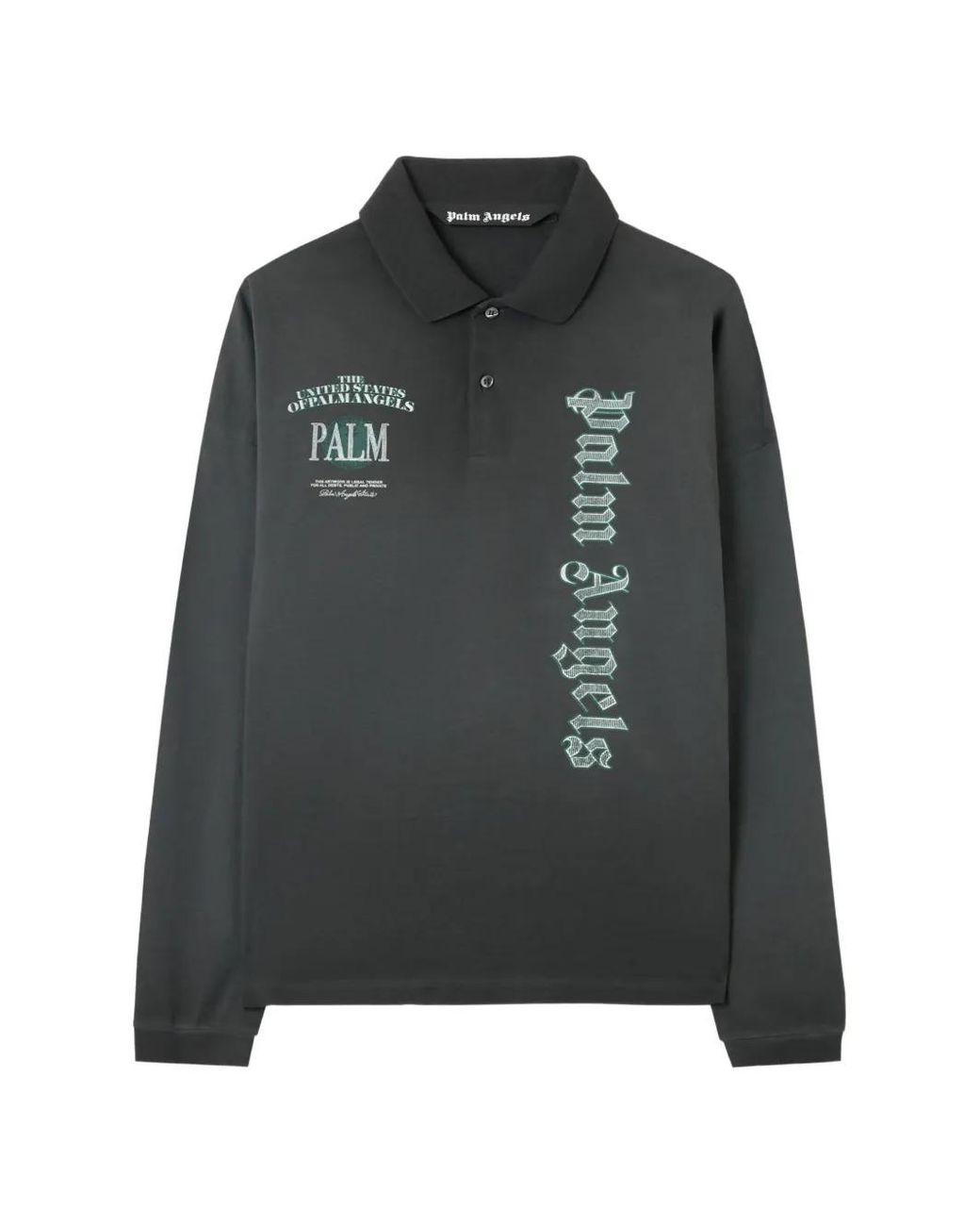 Palm Angels Black Pa Dollar Long-Sleeve Polo Shirt for men