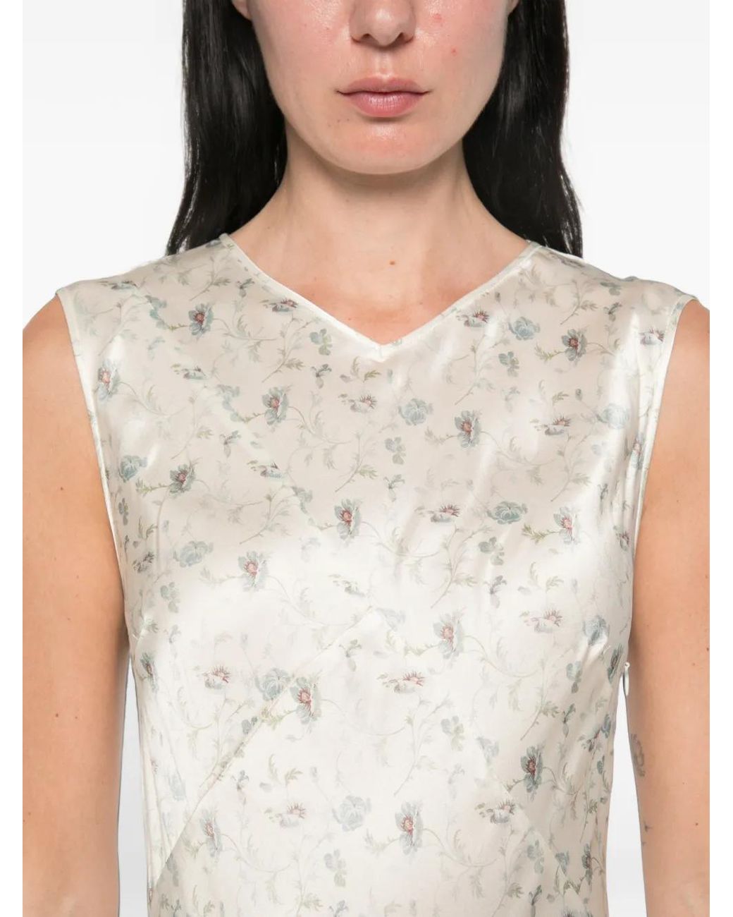 Doen White Adelana Floral-Print Midi Dress