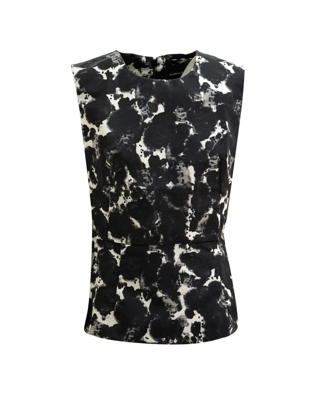Samantha Sung Black Crew-Neck Sleeveless Top