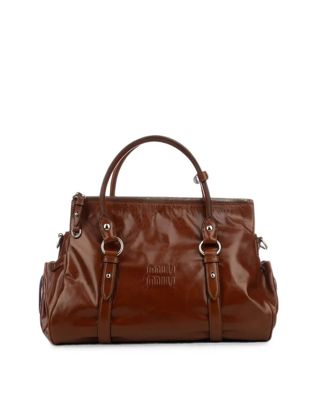 Miu Miu Brown Shiny Leather Handbag