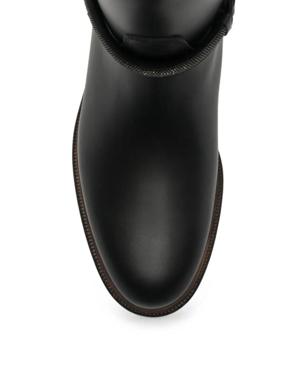 Brunello Cucinelli Black Monili-Chain Leather Boots