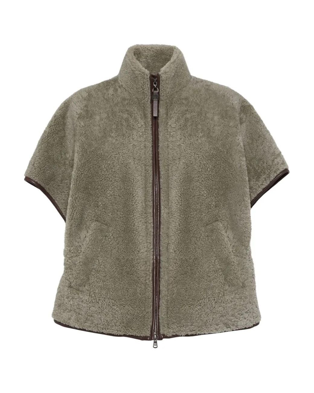 Brunello Cucinelli Gray Veste En Peau Lainée