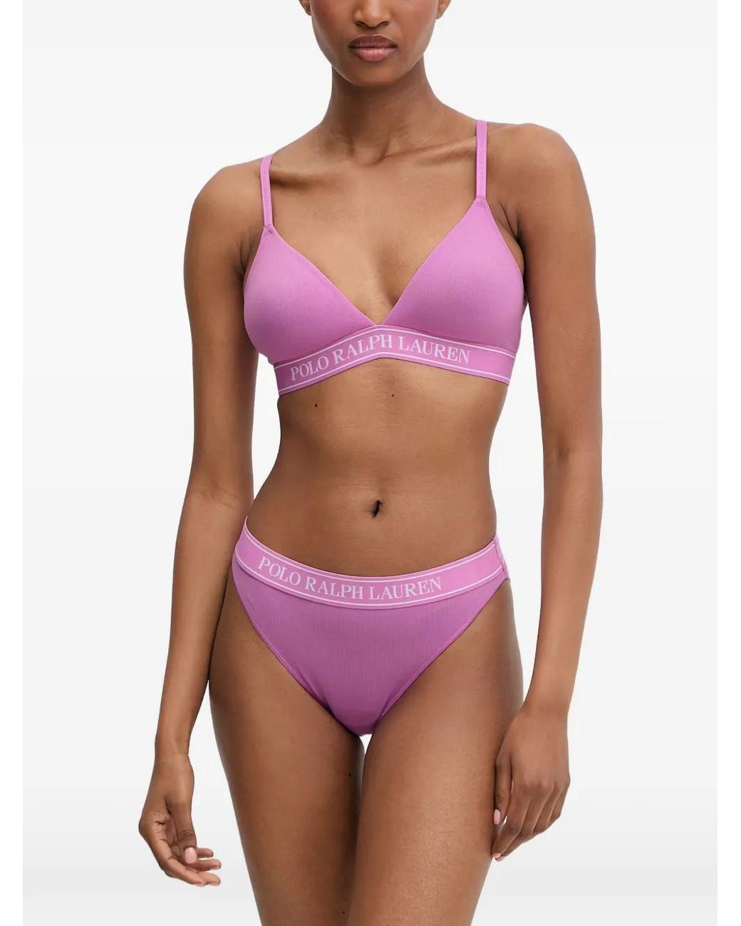 Polo Ralph Lauren Purple Soutien-Gorge Côtelé À Bande Logo
