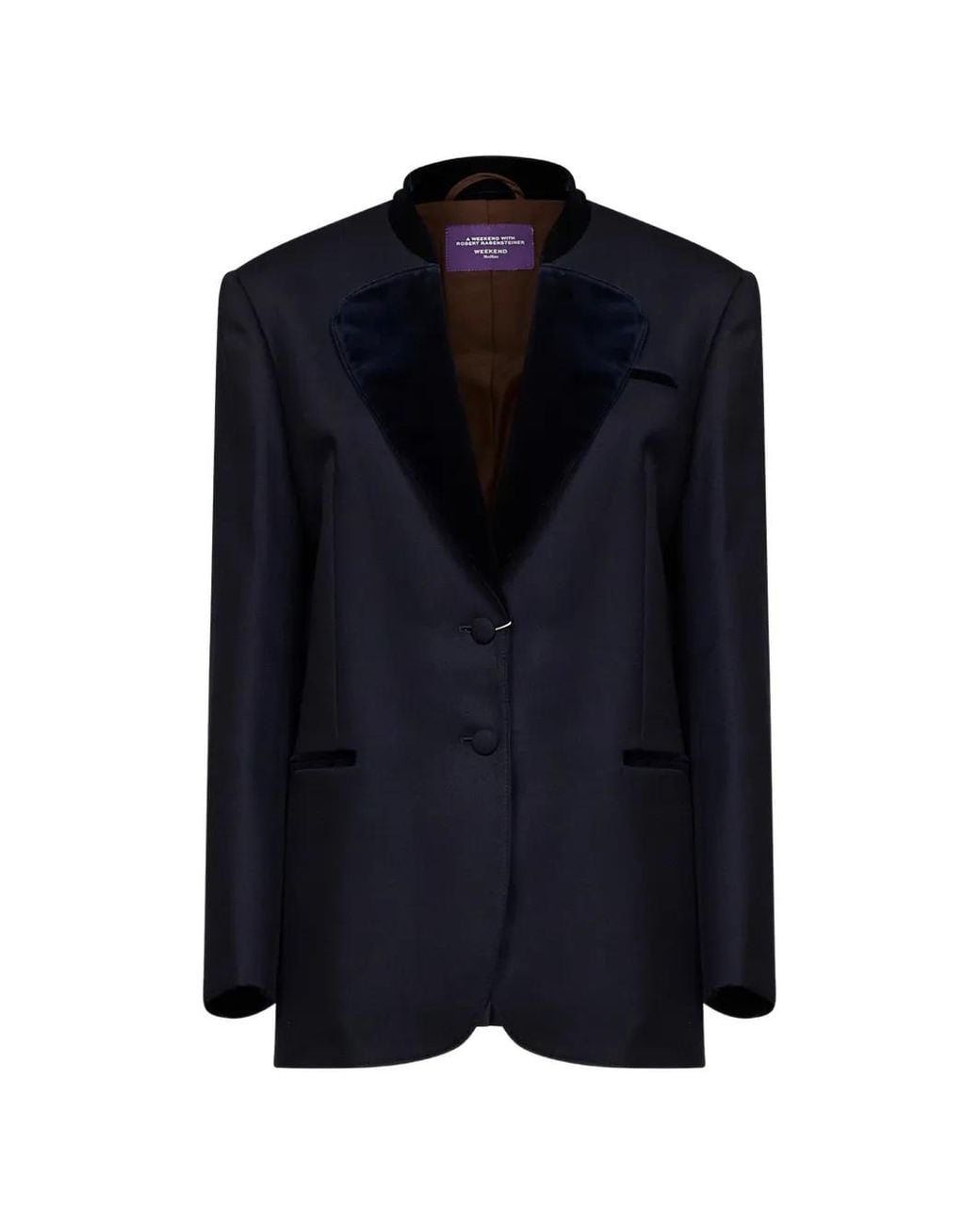 Weekend by Maxmara Blue Wool Cavalry Twill Single-Breasted Blazer