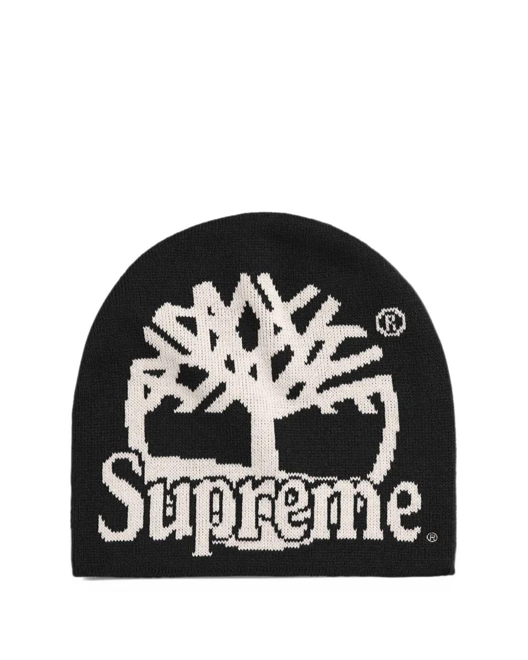 Supreme Black X Timberland Logo-Intarsia Beanie Hat for men