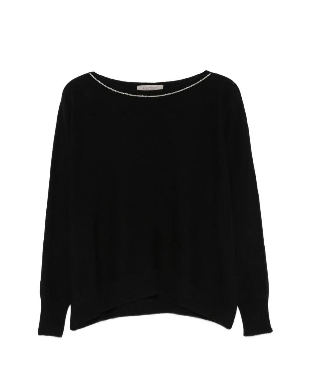 D.exterior Black Embellished-Neck Sweater