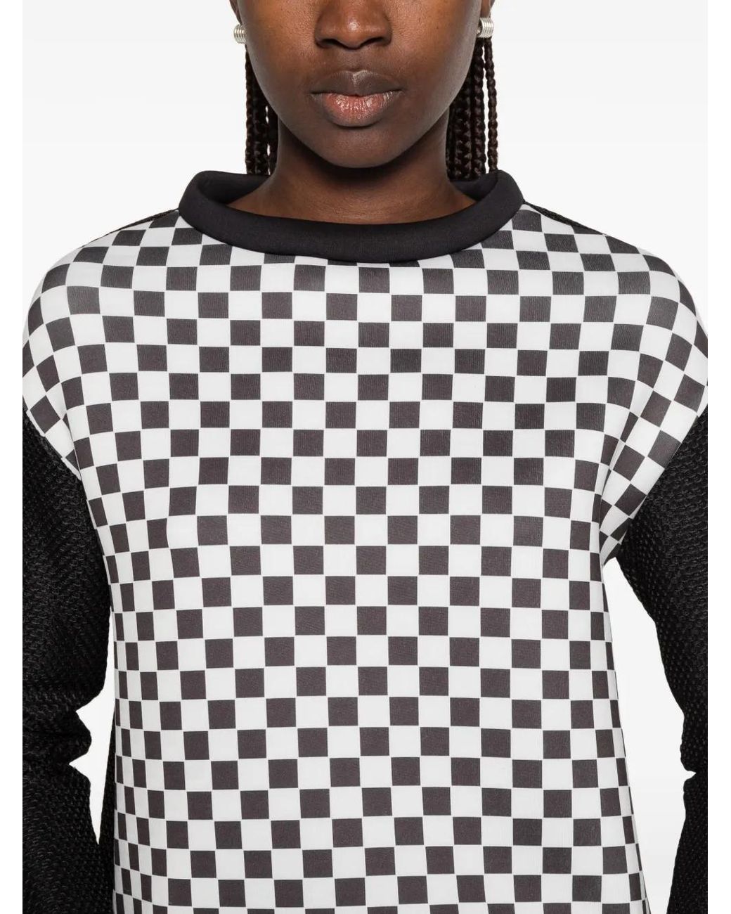 The Artistylist Black Checkerboard-Print Panelled Sweatshirt