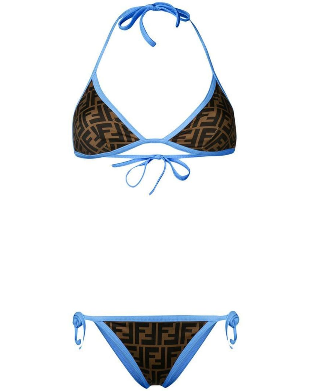 Fendi Synthetic Monogram Bikini Set in Blue | Lyst