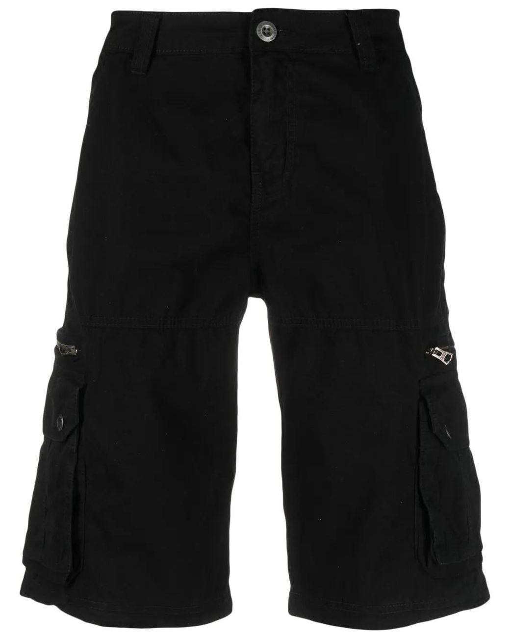 Alpha Industries Black Cargo-Pocket Cotton Bermuda Shorts for men
