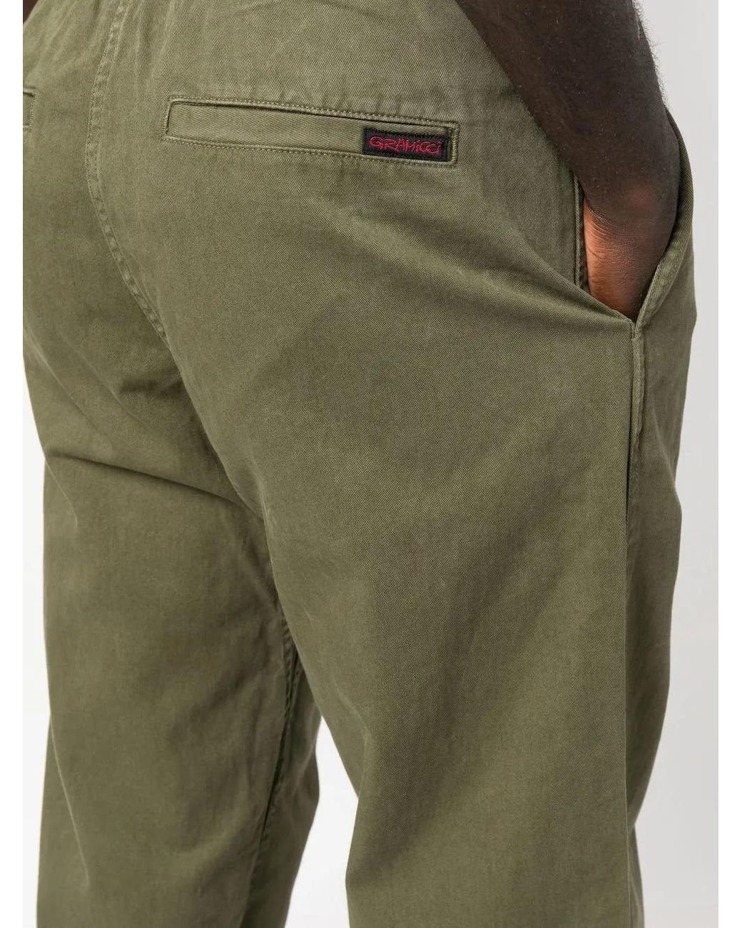Gramicci Green Belted-Waist Straight-Leg Trousers for men