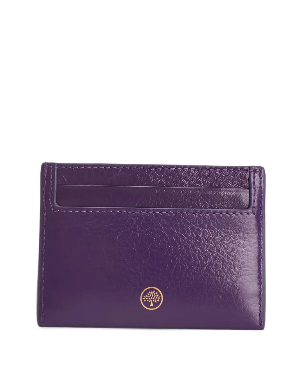 Mulberry Purple Logo-Print Leather Card Holder