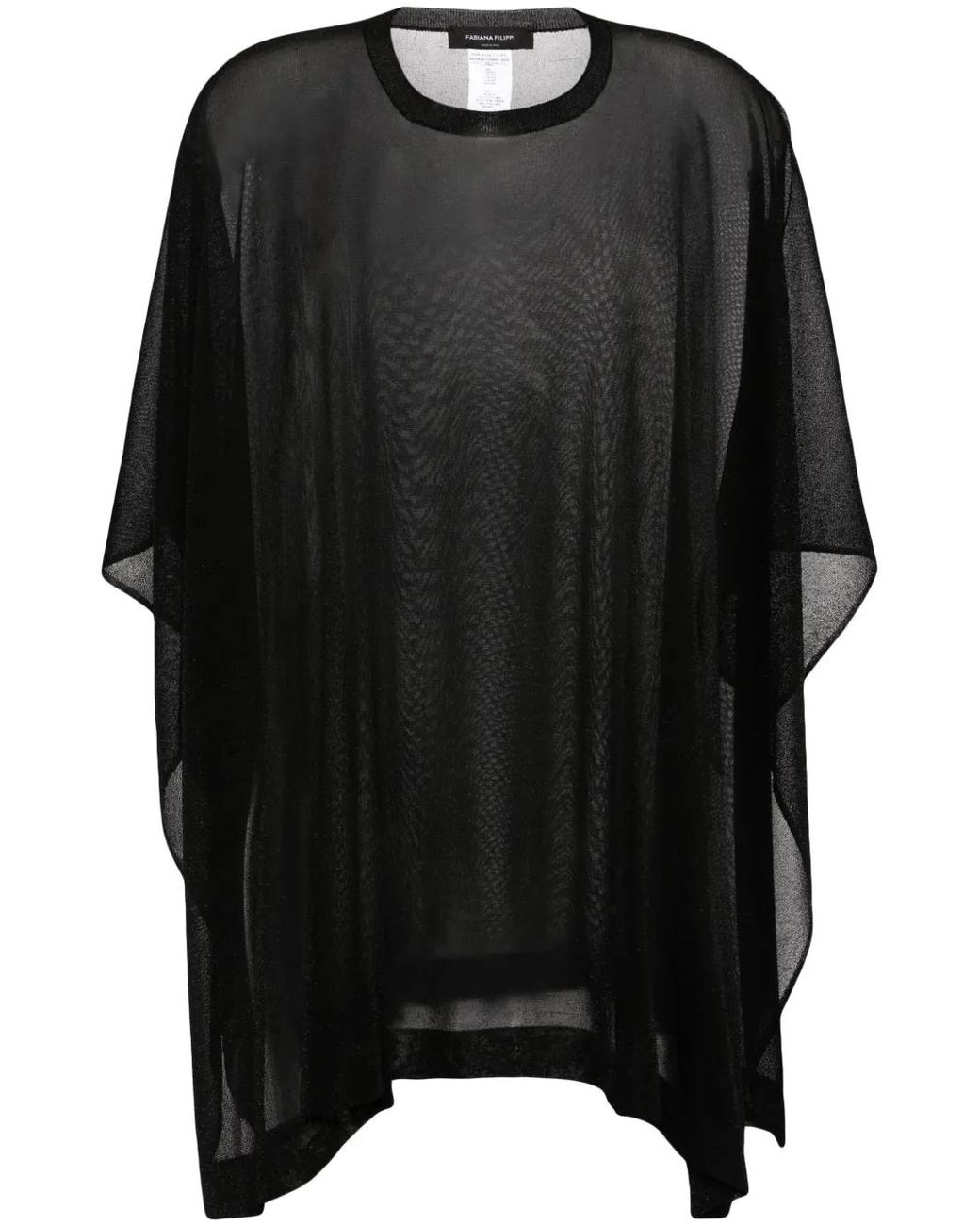 Fabiana Filippi Black Semi-Sheer Knitted Cape