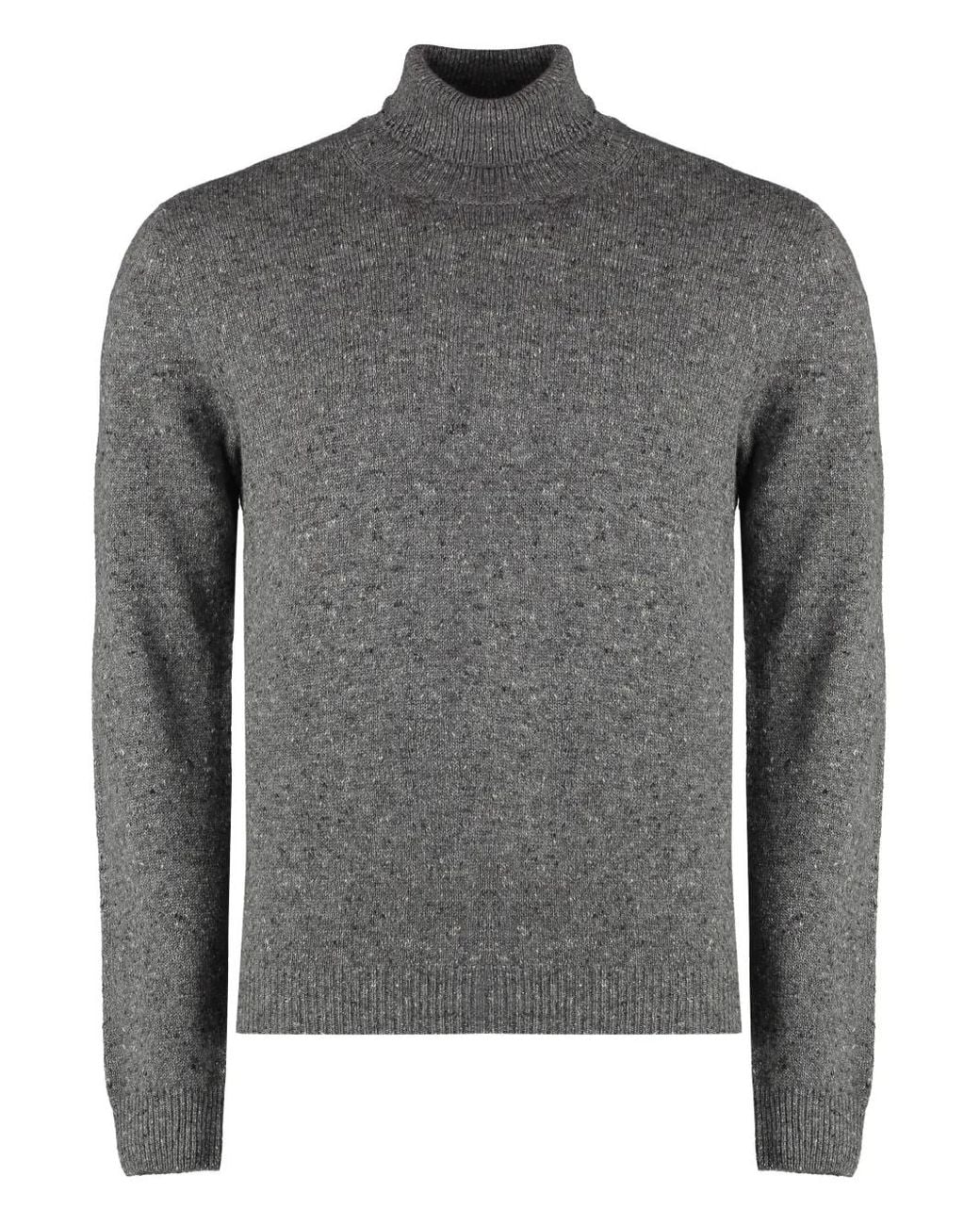 THE (Alphabet) Gray Roll-Neck Sweater for men