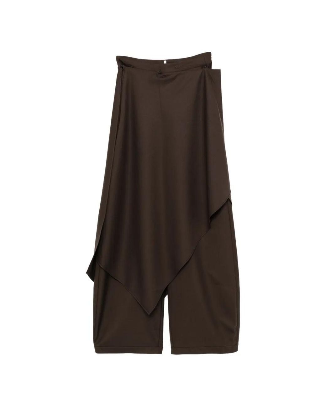 YEAREAST Brown Layered Draped Trousers
