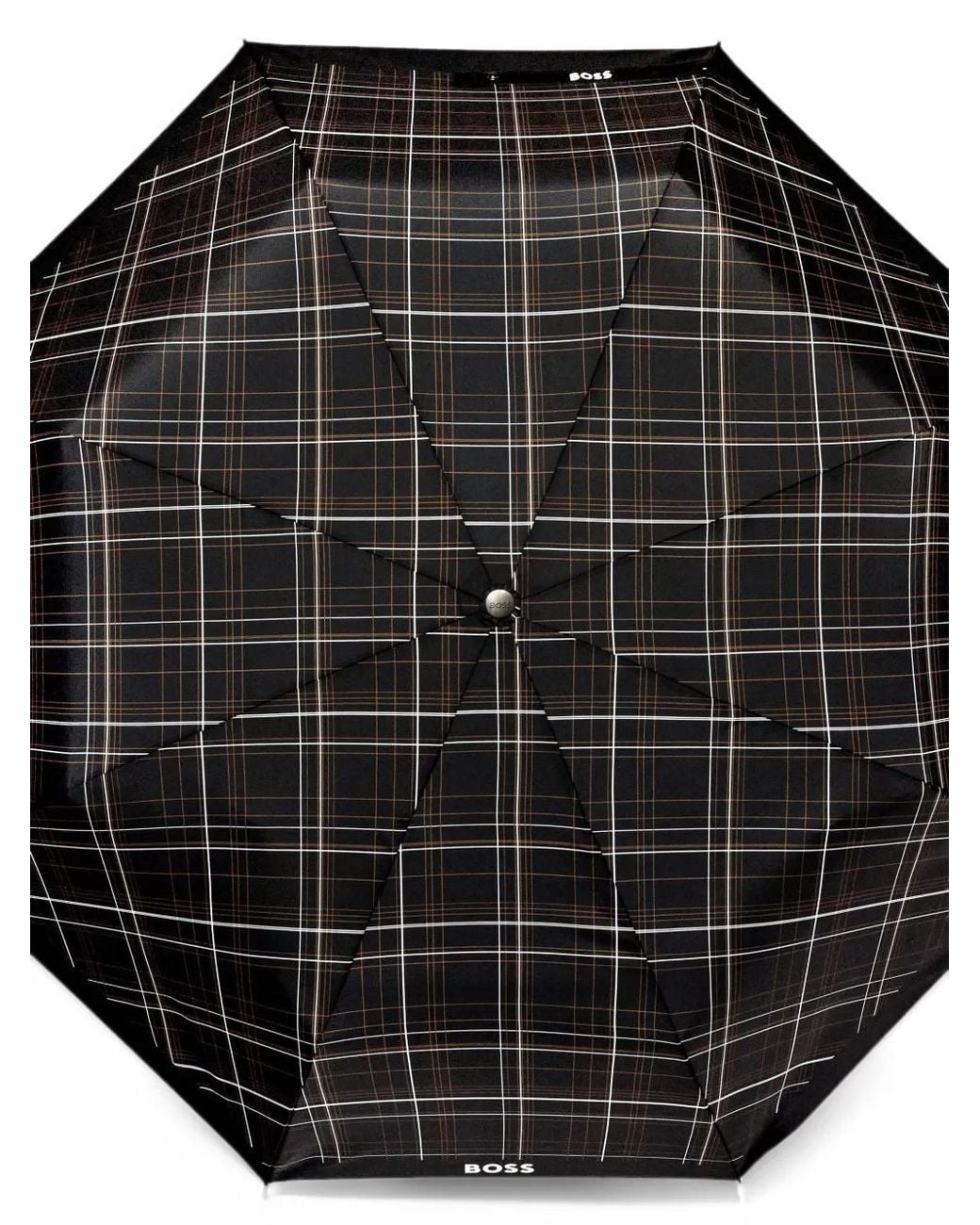 Boss Black Checkered Pocket Umbrella