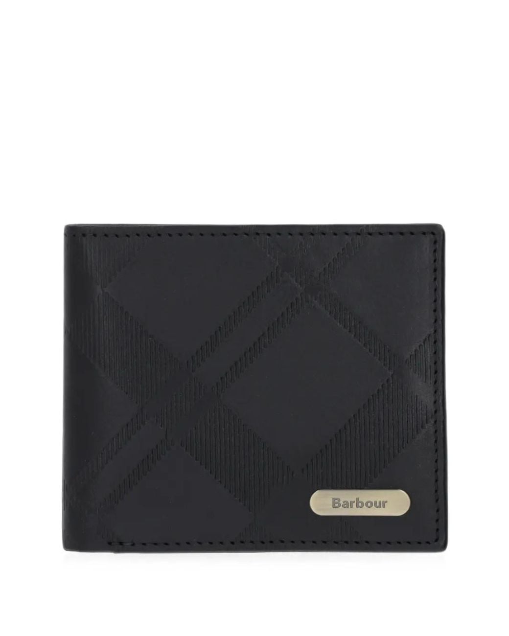 Barbour Black Brunton Tartan-Embossed Leather Wallet for men