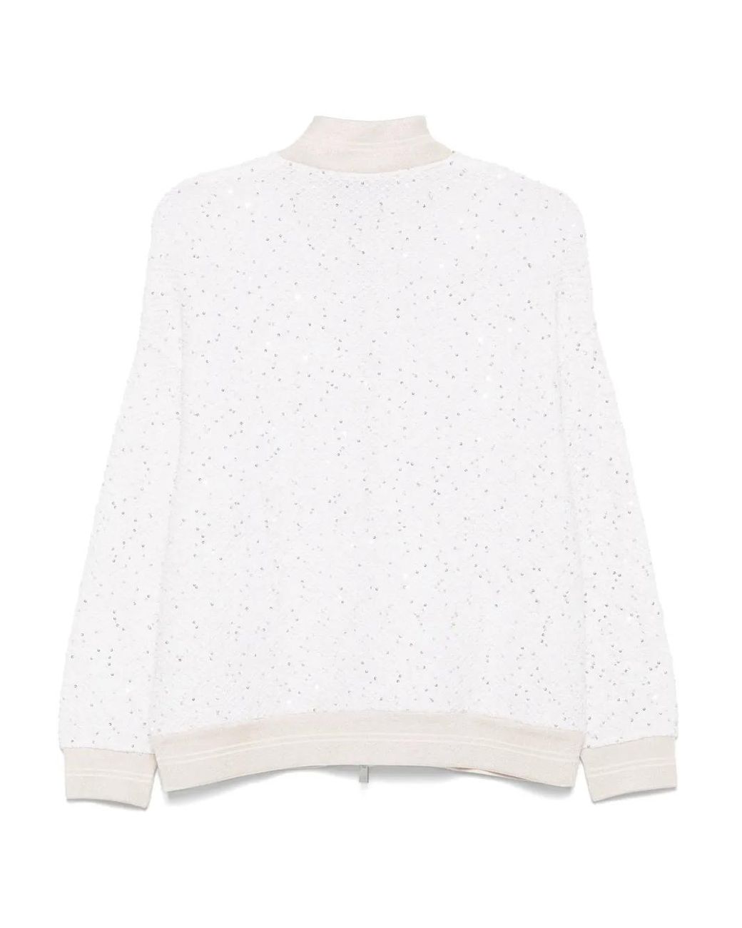 D.exterior White Sequin-Embellished Bomber Jacket