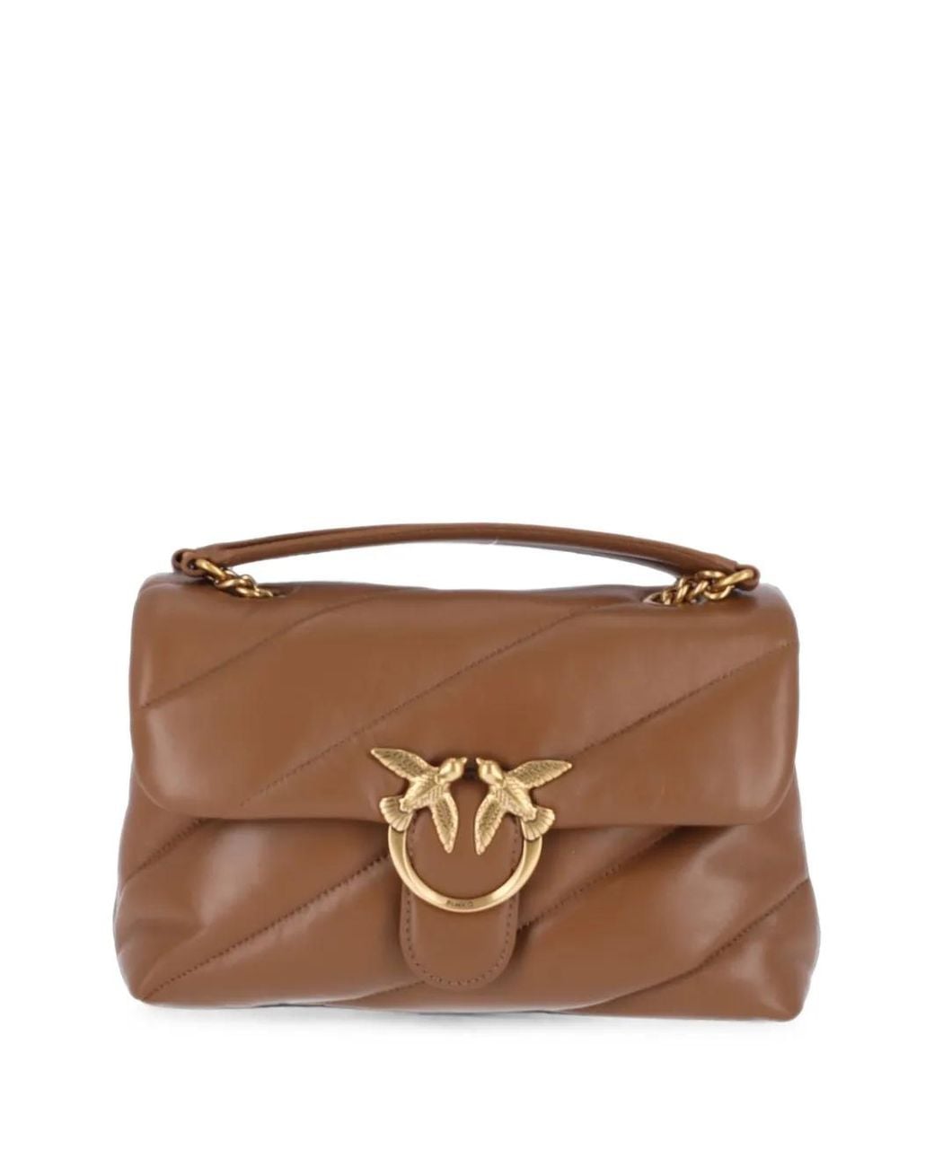 Pinko Brown Sac Porté Épaule Médium Love En Cuir Matelassé