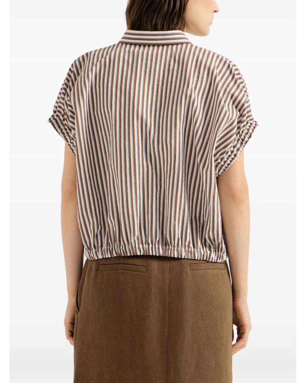 Brunello Cucinelli Brown Monili-Embellished Shirt