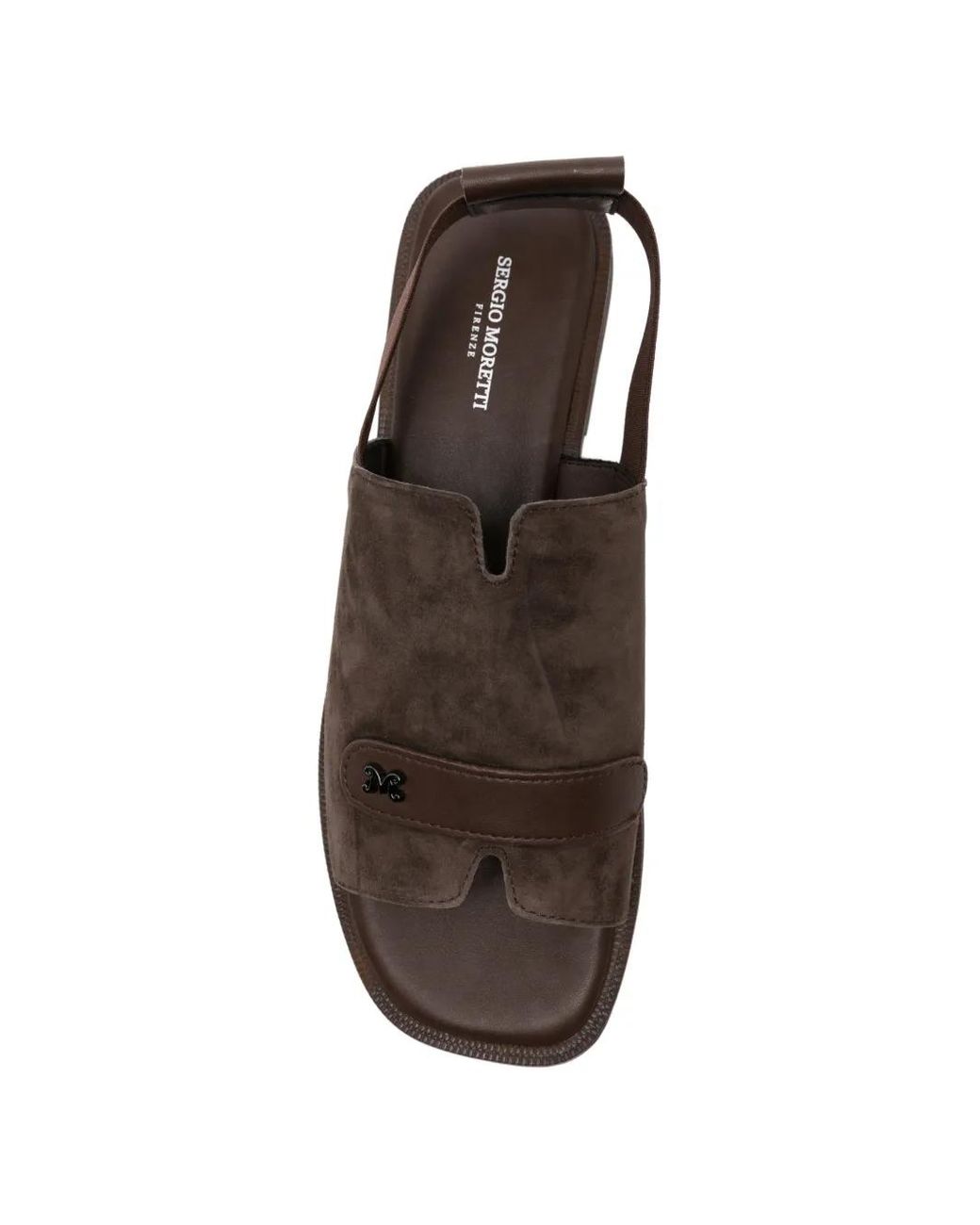 SERGIO MORETTI FIRENZE Brown Logo-Plaque Slingback Sandals