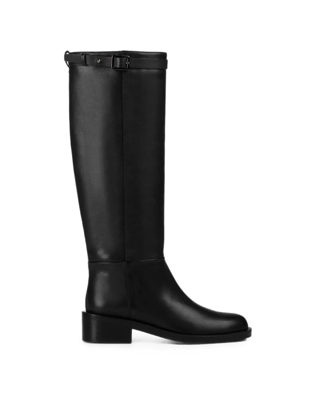 Doucal's Black Buckle-Detail Leather Boots