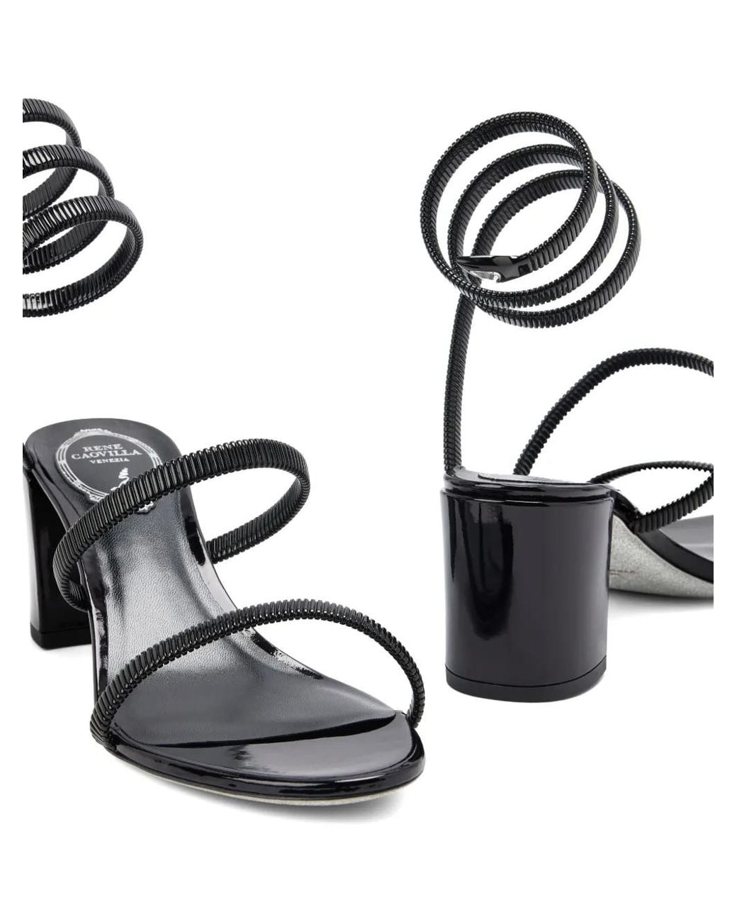 Rene Caovilla Black Leather Sandals