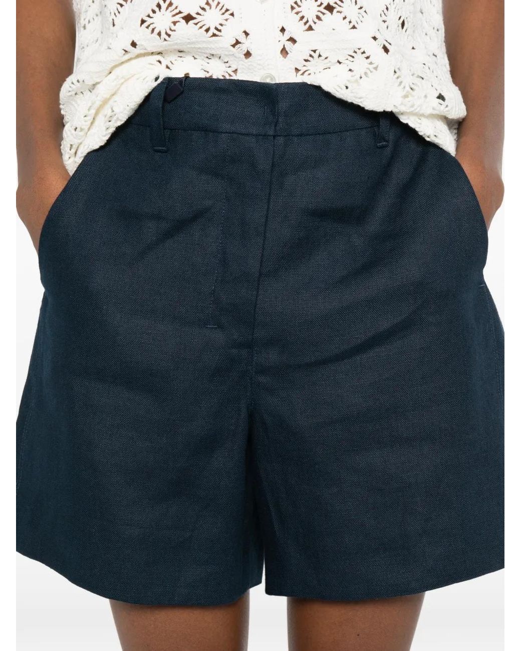 Max Mara Blue Front-Zip Shorts