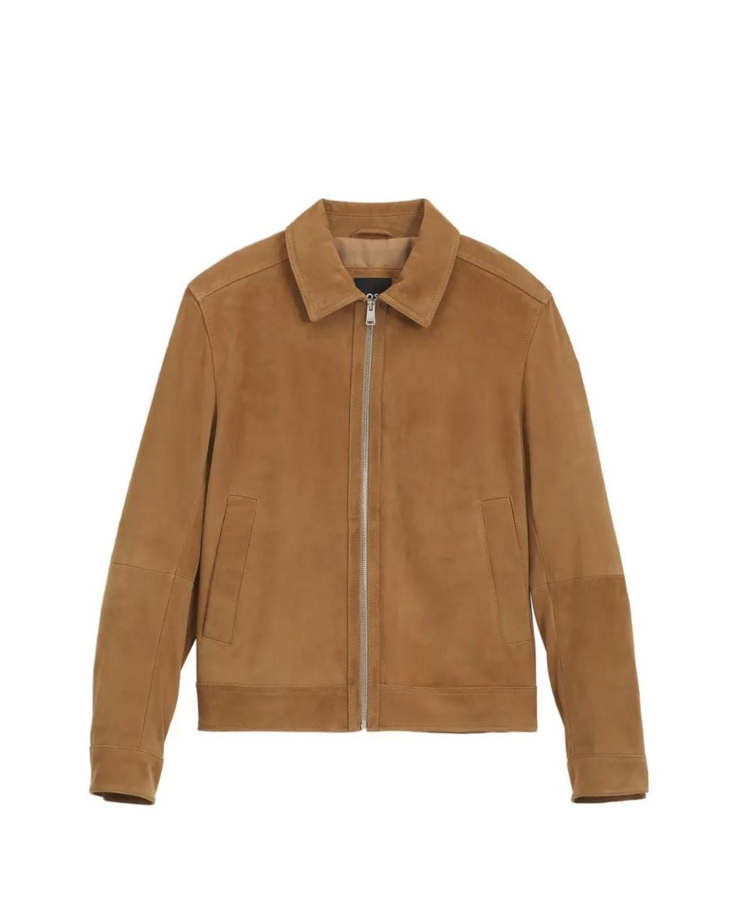 Boss Brown Suede Leather Jacket With Zipper Closure for men