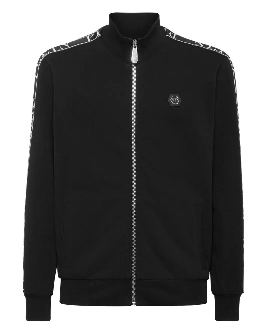 Philipp Plein Black Fleece Tracksuit Jacket Plein Tape for men