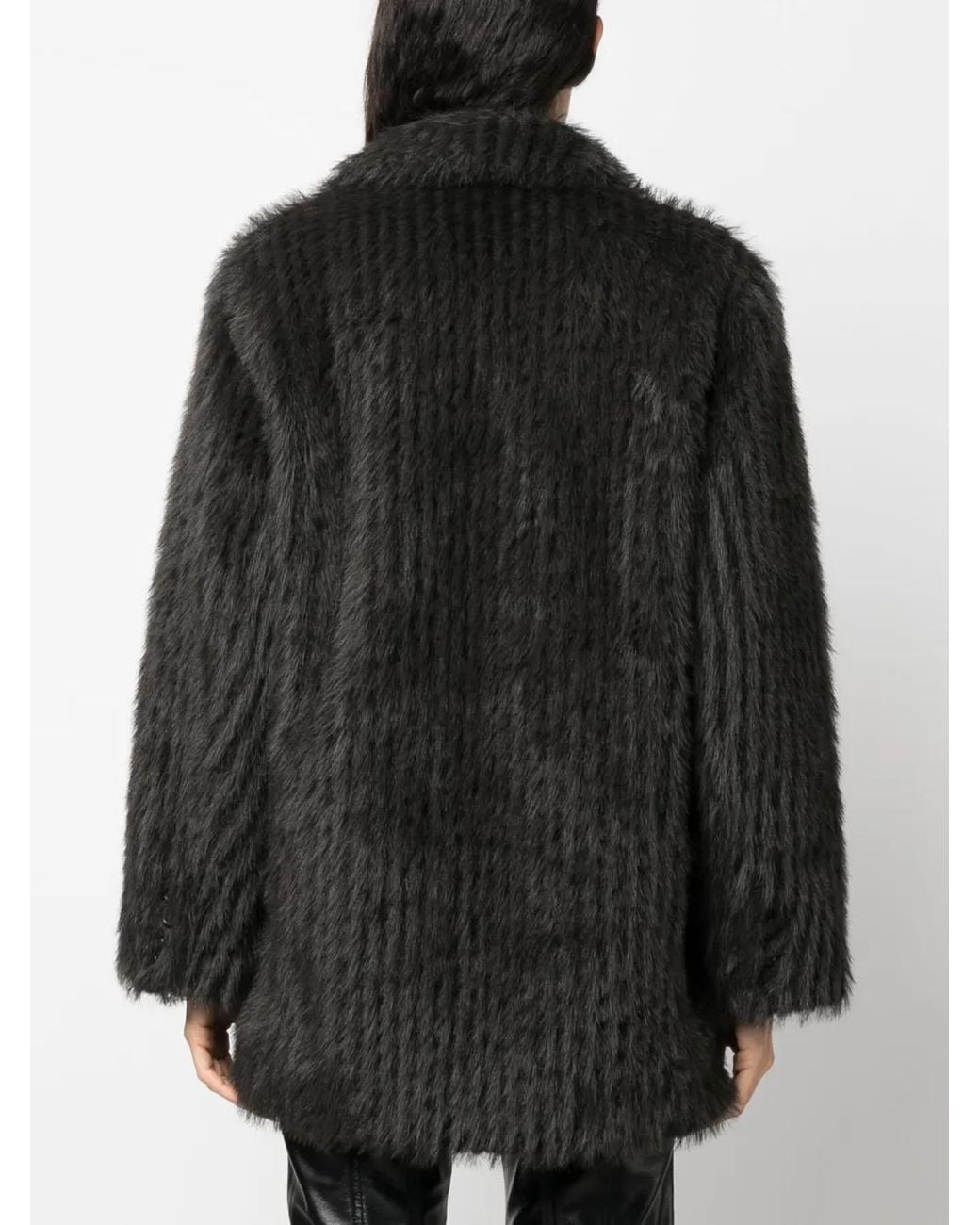 Stand Studio Black Zenni Double-Breasted Faux-Fur Jacket