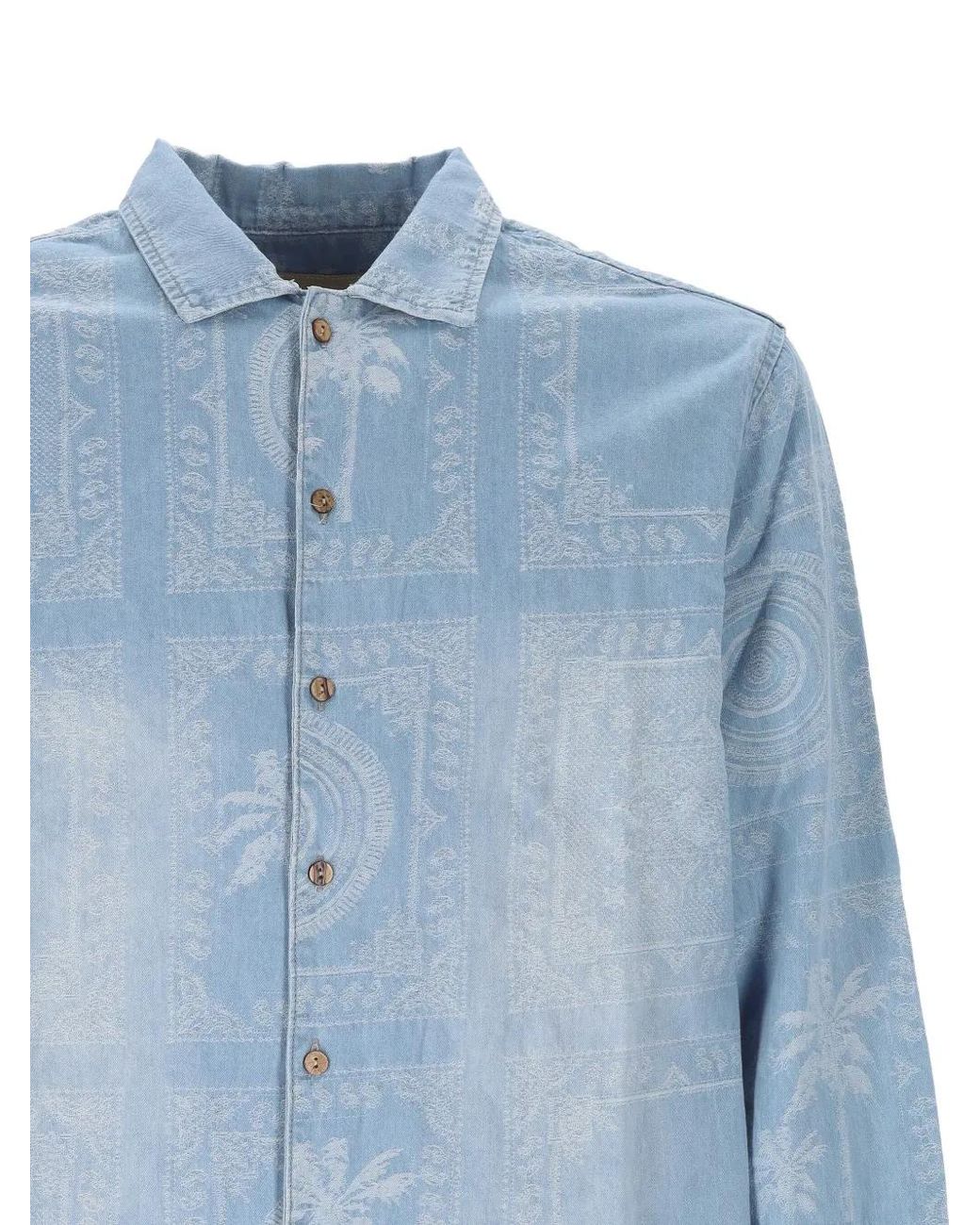 TOOCO Blue Patterned Buttoned Shirt