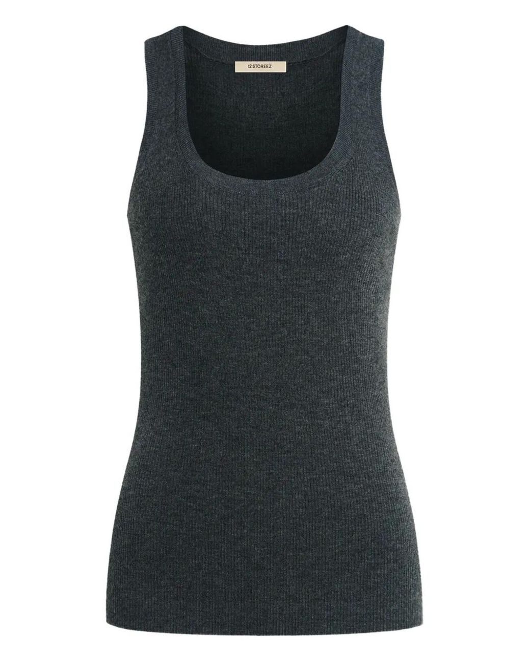 12 STOREEZ Black Ribbed Tank Top