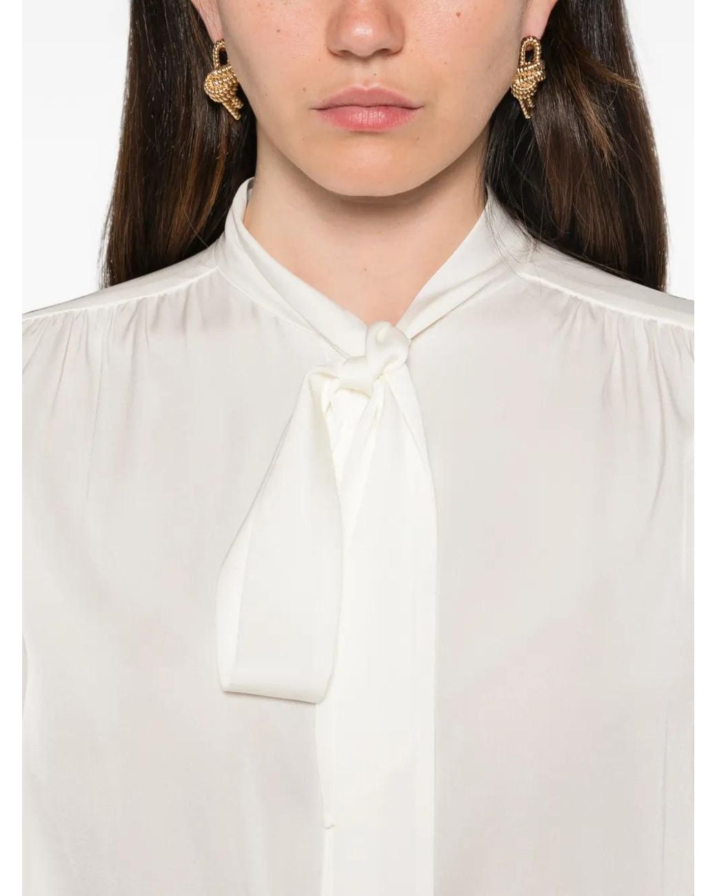 Andiata White Pussy-Bow Blouse