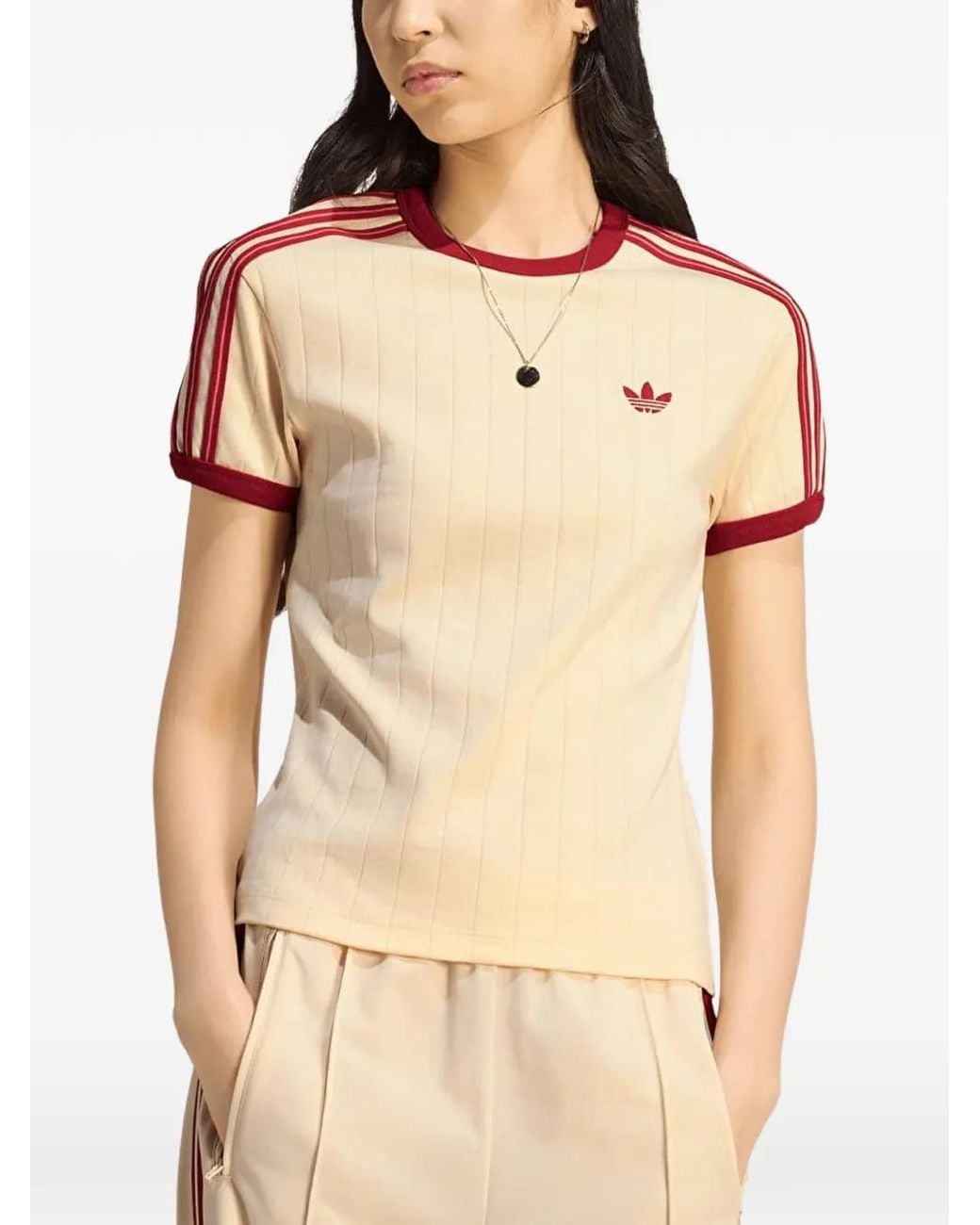 Adidas Natural Stripe-Detail T-Shirt