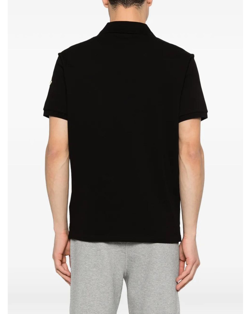 Moncler Black Stripe-Detail Polo Shirt for men