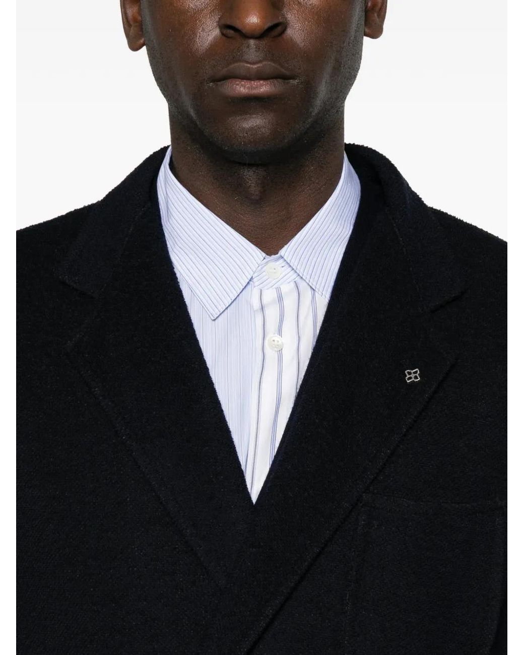 Tagliatore Black Double-Breasted Lapel Jacket for men